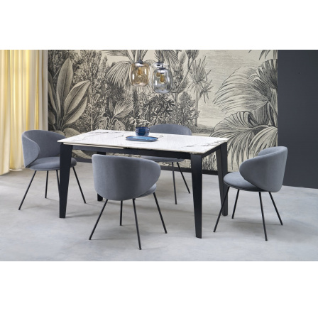 FELIX étkezőasztal, fehér márvány hatás/fekete