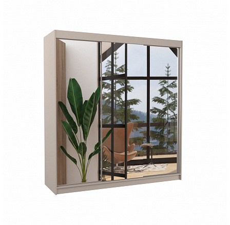 Tolóajtós szekrény tükörrel AUSTIN 200 Kashmir+Kashmir