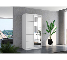 Tolóajtós szekrény tükörrel ORLANDO 100 Fehér+Fehér
