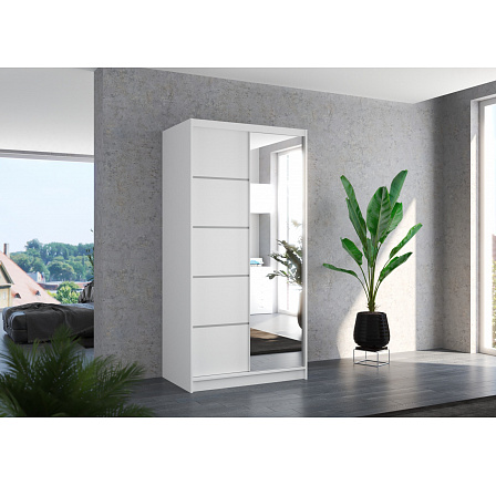 Tolóajtós szekrény tükörrel ORLANDO 100 Fehér+Fehér