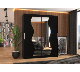 Tolóajtós szekrény tükörrel MEDISON 180 Fekete+Fekete