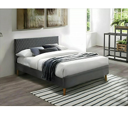 AZURRO Velvet ágy, 140x200 cm, szürke Bluvel 14/tölgy