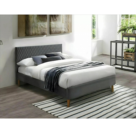 AZURRO Velvet ágy, 140x200 cm, szürke Bluvel 14/tölgy