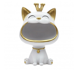 Fehér/arany macska figura tárolásra