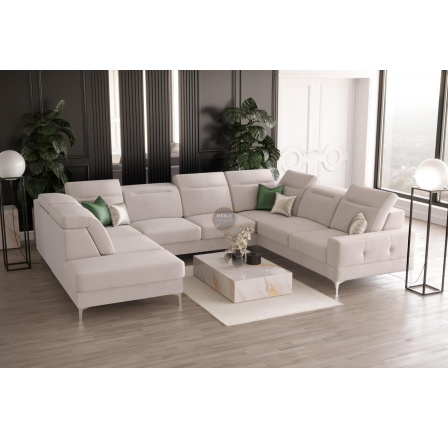 NAROŻNIK TAPICEROWANY MALIBU MAX I 260x350x220 CM - Odcienie beżu , Strona prawa
