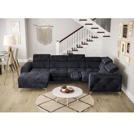 NAROŻNIK ORION MAX III RELAX Z FUNKCJĄ SPANIA 165x320x190 CM - Odcienie niebieskiego , prawa
