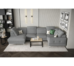 NAROŻNIK TAPICEROWANY MALIBU MAX II 180x350x182 CM - Odcienie szarości , Strona prawa