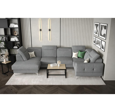 NAROŻNIK TAPICEROWANY MALIBU MAX II 180x350x182 CM - Odcienie szarości , Strona prawa