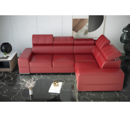 NAROŻNIK ROYAL II 280×210 SKÓRA NATURALNA - prawa , Skóra czerwona