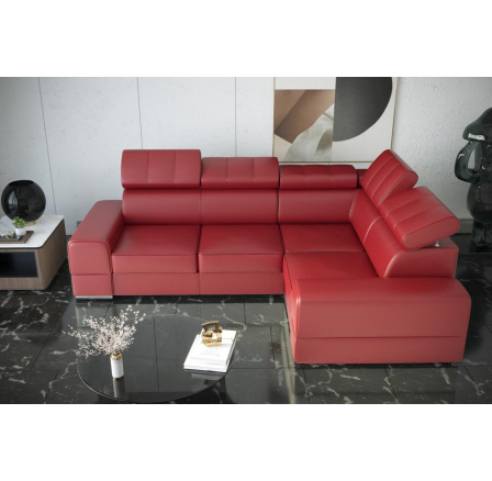 NAROŻNIK ROYAL II 280×210 SKÓRA NATURALNA - prawa , Skóra czerwona