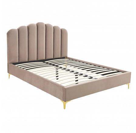 Łóżko 160x200 GEMINI Beżowe Welurowe