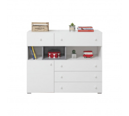 SIGMA - SI12 komód, Fehér Lux + Beton