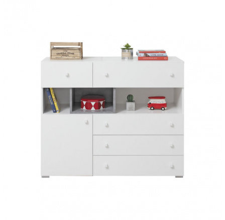SIGMA - SI12 komód, Fehér Lux + Beton