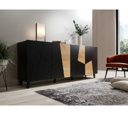 ETNA komód fekete matt/ fekete matt/ craft tölgy