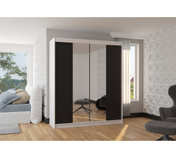 Tolóajtós szekrény tükörrel BALANCE 180 Fehér+Fekete