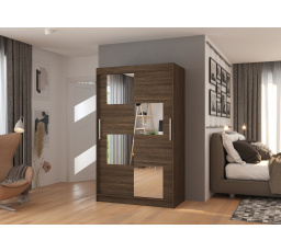 Tolóajtós szekrény tükörrel LUGANO 120 Choco+Choco