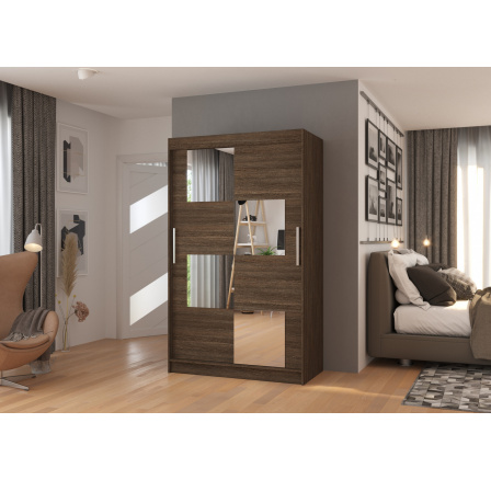 Tolóajtós szekrény tükörrel LUGANO 120 Choco+Choco