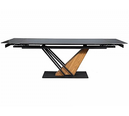 GENESIS étkezőasztal 160(220)x90 cm, Fekete márvány hatás/Kőris/Fekete matt