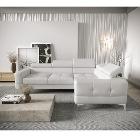 NAROŻNIK ROZKŁADANY TOSCANIA 250x180 - prawa , Biała eko skóra