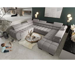 NAROŻNIK ROZKŁADANY ASPEN MAX I 265x350x225 CM - lewa , Odcienie szarości