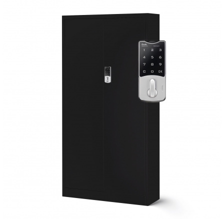 DANIEL irodai fém iratszekrény, 900 x 1850 x 400 mm, fekete