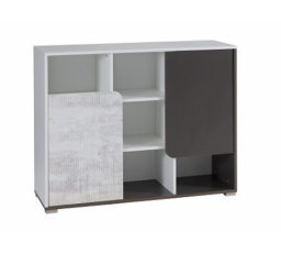 Regál BRUNO R5, Bílá/Grafit/Enigma