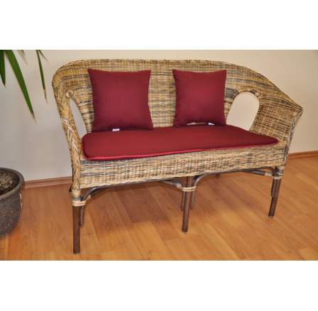 Ratanová lavice Fabion wicker mix polstry vínové