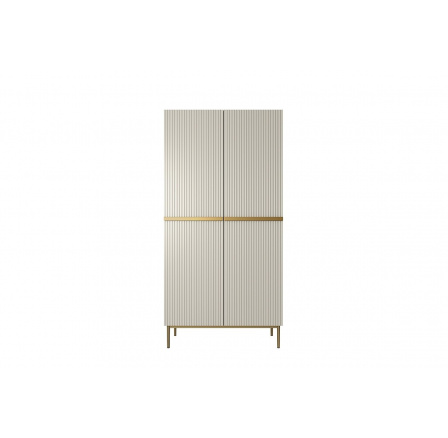 Dwudrzwiowa szafa Nicole z ukrytymi szufladami i metalowymi nogami 100 cm - kaszmir / złote nóżki