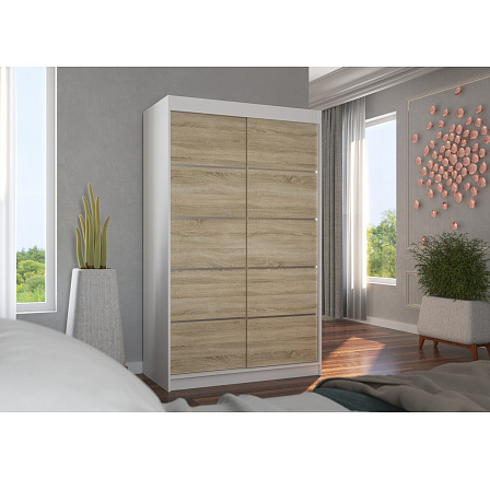 Tolóajtós szekrény BENISSO 120 Fehér+Sonoma