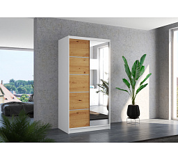 Tolóajtós szekrény tükörrel ORLANDO 100 Fehér+Artisan