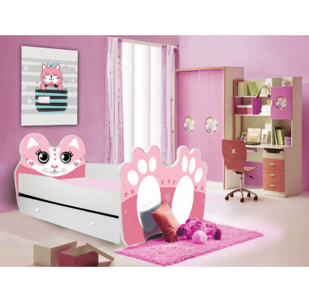 Ágy matraccal és fiókkal BEAR PINK 160x80 Rózsaszín