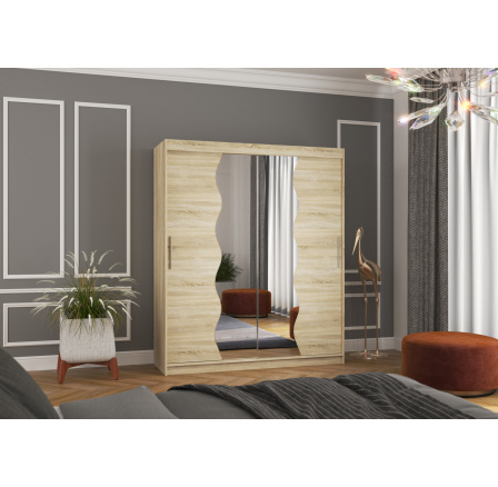 Tolóajtós szekrény tükörrel KANSAS 180 Sonoma+Sonoma