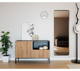 Lanzzi 120 Komoda Czarny Mat /Dąb Artisan Czarny Mat, Dąb Artisan 120x80