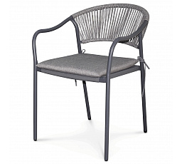 Zahradní židle, kov, polyratan, šedá, AZC-L1352 GREY
