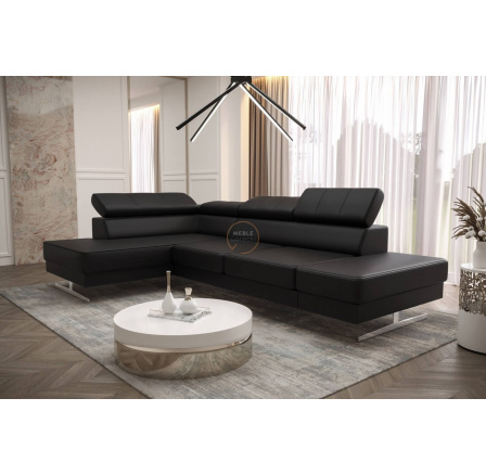 NAROŻNIK EMPORIO MINI 300x180 SKÓRA NATURALNA - lewa , Skóra czarna