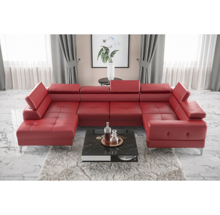 NAROŻNIK TOSCANIA MAX I 170x350x185 CM SKÓRA NATURALNA - prawa , Skóra czerwona