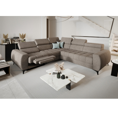 NAROŻNIK ROZKŁADANY PORTO II RELAX 255X258 CM - lewa , Odcienie ciemnego beżu