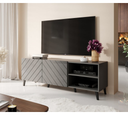 TV komód ABETO 150, grafit matt / grafit fényes