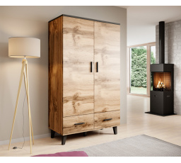 LOTTA ruhásszekrény - 2D2S, wotan tölgy/fekete