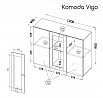 VIGO komód, fehér / szürke fényes