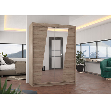 Tolóajtós szekrény tükörrel BOLTON 150 Truffle+Truffle