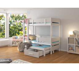 Háromszemélyes emeletes ágy matracokkal ETAPO 180x80 Fehér+Szürke