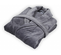 Velurový župan šedý L