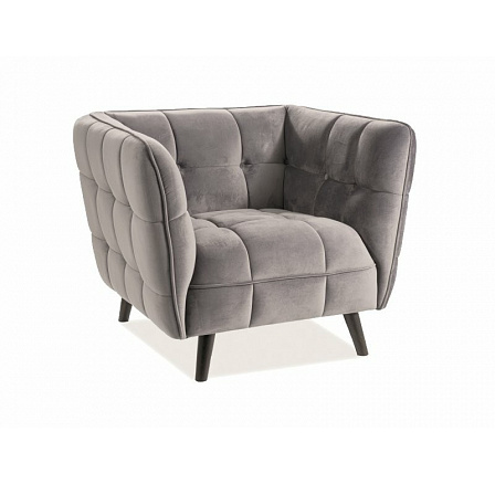 CASTELLO 1 Velvet fotel, szürke Bluvel 14/wenge