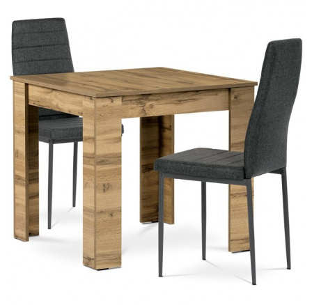 Jídelní set s 2 židlemi, 80x80x75cm, mdf, dub wotan, B080WOTDCL374BK Jídelní set s 2 židlemi, 80x80x75cm, mdf, dub wotan, B080WOTDCL374BK