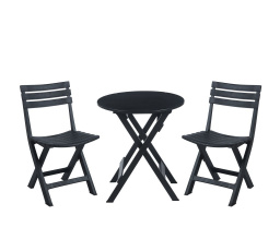 Összecsukható asztal + 2 szék fekete ZS1-FXJG készlet