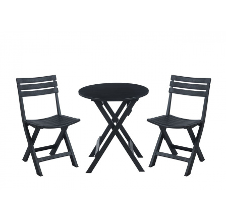 Összecsukható asztal + 2 szék fekete ZS1-FXJG készlet