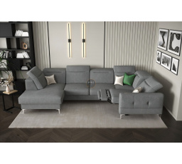 NAROŻNIK MALIBU MAX II Z FUNKCJĄ SPANIA I FUNKCJĄ RELAX 180x350x182 CM - Odcienie szarości , Strona prawa