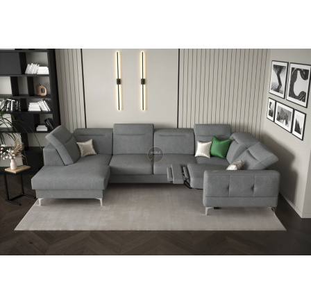NAROŻNIK MALIBU MAX II Z FUNKCJĄ SPANIA I FUNKCJĄ RELAX 180x350x182 CM - Odcienie szarości , Strona prawa