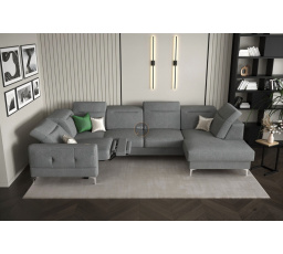 NAROŻNIK MALIBU MAX II Z FUNKCJĄ SPANIA I FUNKCJĄ RELAX 180x350x182 CM - Odcienie szarości , Strona lewa